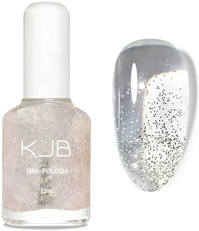 Smalto trasparente con brillantini, ad asciugatura rapida e a lunga durata, tinta unita – Shimmering Sparkly Nail Polish per nail art fai da te, smalto atossico ad asciugatura rapida, senza lampada UV