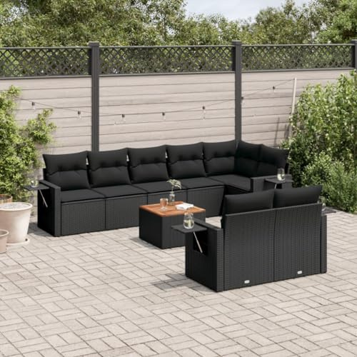 QZZCED Set di divani da giardino con tavolino pieghevole in rattan PE resistente e cuscini lavabili per terrazza o patio