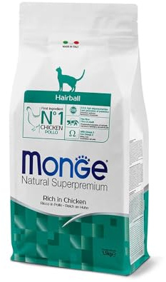 Monge Natural Superpremium Hairball Ricco in Pollo, Cibo per Gatti, 1,5 kg