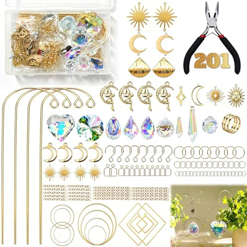 Kit Suncatcher Cristal, Kit Attrape Soleil à Fabriquer avec Prismes Cristal | 201 Pièces DIY Attrape-Soleil Arc-en-Ciel pour Fenêtre, Balcon, Jardin, Mariage et Décoration Intérieure