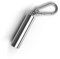 Aribari llavero de acero inoxidable pillbox cápsula impermeable para caja de almacenamiento de viaje con mosquetón (1 pieza de plata)