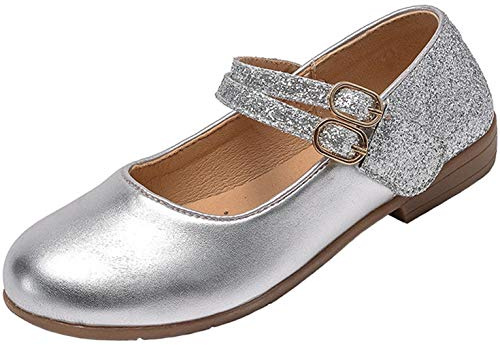 PPXID Fille Chaussures de Ballerine Princesse Mary Jane pour Cérémonie Mariage -Argent 32