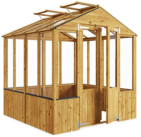 BillyOh Greenhouse Wooden Frame with Air Vent | Clear Wall Glazing | Cold Frame | Garden Plants | Outdoor Storage Shed Lincoln Green House (6 x 6)