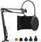 Frgyee Bouclier d'isolation de Microphone avec Support de Micro et Filtre Anti-Pop, Bouclier Sonore Pliable pour la Plupart des d'enregistrement de Mic