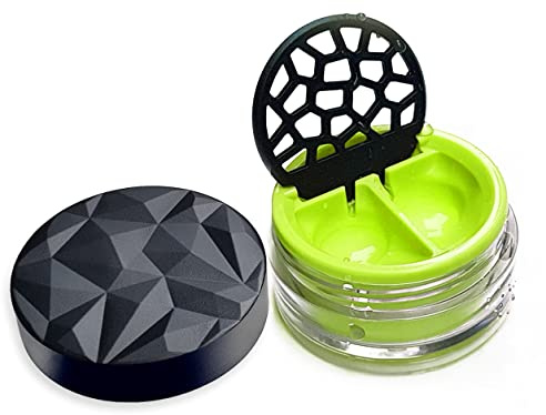 Lensbix Geometrisk kontaktlinsbehållare. Vuxentillbehör med futuristisk 3D-lockdesign. Den eleganta presenten för alla som gillar att bära linser. (No34 Kiwi)