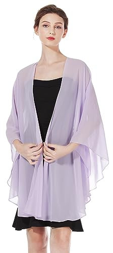BEAUTELICATE Femme Étole Châle Elégant Foulard Boléro Cape en Mousseline de Soie Pour Robe de Soirée Mariage Mariée Cérémonie(Violet Pâle, Taille Unique)