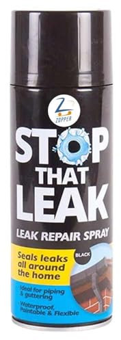 ZOPPER 400ml Leak Repair Spray Black | Seals Leaks all Around Home Ideal for Piping, Drains Windows, Roofs and Guttering - Waterproof, Paintable & Flexible