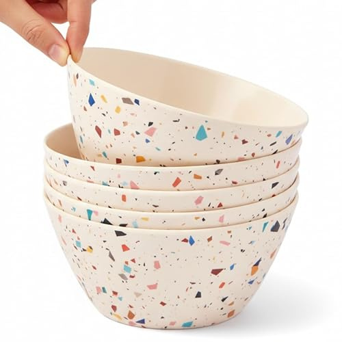 ilohaus Bamboo Bowl Set of 4 – 6-Inch, 20 oz Deep Cereal & Snack Bowls for Kids and Toddlers – BPA-Free, Dishwasher Safe, Lightweight Alternative to Plastic or Ceramic