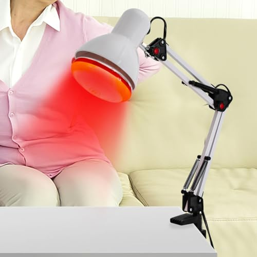 Begoniape Lampada a infrarossi, 150 W, lampada a luce rossa con fibbia di fissaggio, lampada di calore portatile a infrarossi, per raffreddori e dolori muscolari
