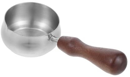 CLISPEED Tazza Acciaio Inossidabile Con Manico Legno Pentolino Per Burro e Latte Per Preparare Espresso e Montare Latte Elegante e Versatile Per Cucine Moderne