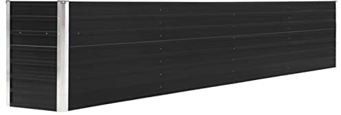 Festnight Hochbeet Metall Anthrazit 320x40x45 cm Hochbeete für Garten Balkon Terrasse Kräuterbeet Gemüsebeet Verzinkter Stahl Hochbeet Groß