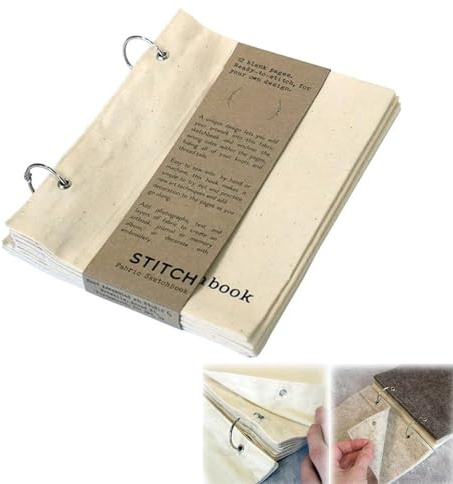 DIY Blank Fabric Sketchbook Art Journaling Fabric Sketch Book for Drawing Writing, Portable Blank Fabric Sketchbook Art Diary, Spiral Bound Sketchbooks (Beige)