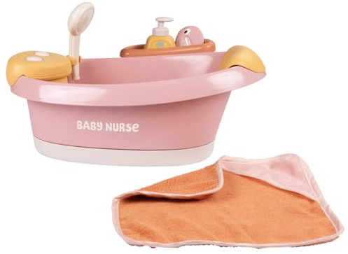Smoby - Baby Nurse - Baignoire Balnéo - pour Poupons Jusqu'à 42 cms - Module Electronique - Jets d'eau, Bulles, Lumières LED - Nombreux Accessoires - Fonctions de Jeux - A Partir de 3 Ans