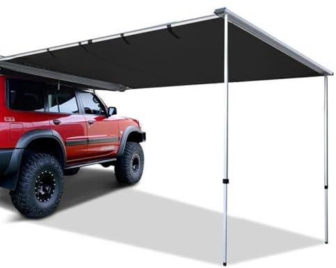 Vehicle Awning Sun Shade Shelter, Adjustable Height for Car Side, Overland Tent Campervan, Roof Tent Camping, Aluminum Alloy Frame, Waterproof UV Protection