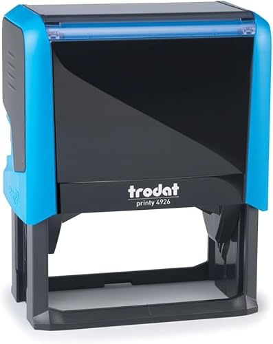 Tampon Encreur Professionnel Automatique 8 lignes À Personnaliser - 75 x 38 mm (Bleu) - Compatible Trodat Printy 4926-092399015673 - VENDU SANS PLAQUE - VENDU SEPAREMENT