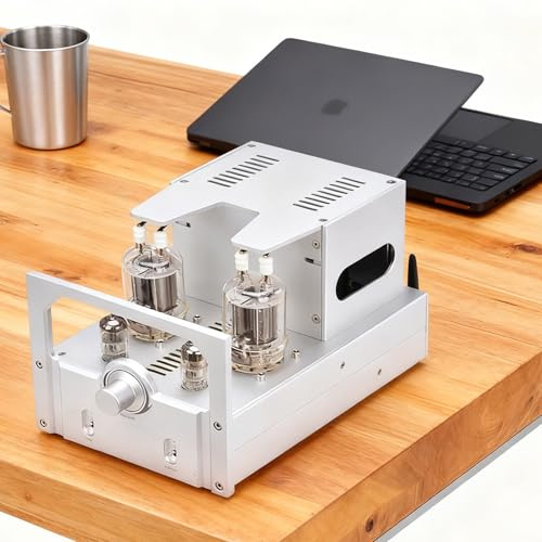 HiJiuAn Mini Amplificador De Válvulas De 10 W X 2, Amplificador De Válvulas De Alta Fidelidad, Receptor Estéreo, Bluetooth 5.0, Amplificador Digital De Audio, con Perillas De Agudos Y Graves