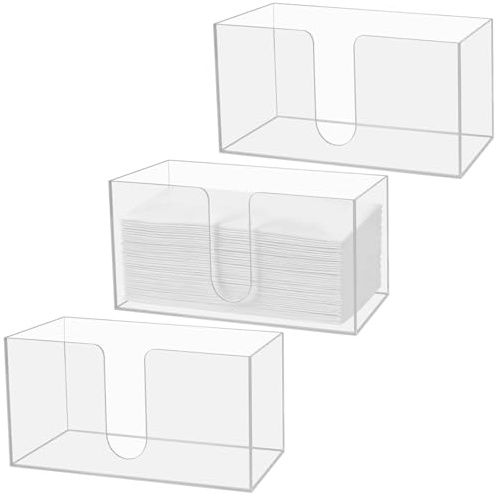 MUKLEI 3 Pack Acrylic Countertop Paper Towel Dispenser, Clear Trifold Napkin Holder Suitable for Z-fold, Multifold Folded Trifold C fold Paper Towels for Bathroom, Toilet, Kitchen