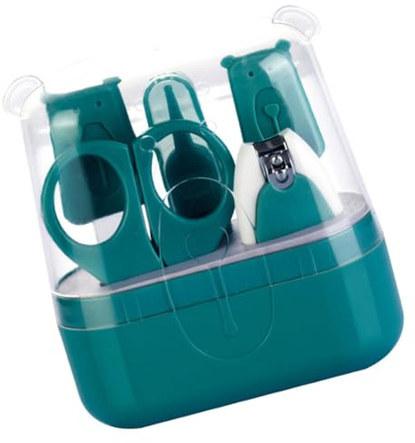 IMIKEYA Kit Cortaúñas para Bebés Material Abs y Acero Inoxidable 5 Piezas, Hojas Redondeadas y Mango Cómodo Incluye Caja de Almacenamiento para Cuidado Seguro