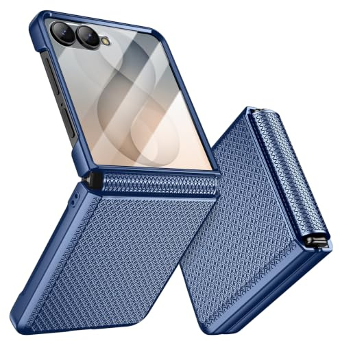 Doeshine för Samsung Galaxy Z Flip 8 fodral med gångjärnsskydd, blå | Skärmskydd, halkfri textur, hård PC militär stötsäkert skyddsfodral reptåligt robust skydd