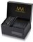 Massi Morino Krawatte Paisley Schwarz mit Einstecktuch Set Herren inkl. Manschettenknöpfe, Krawattennadel und Geschenkbox - Männer Krawattenset