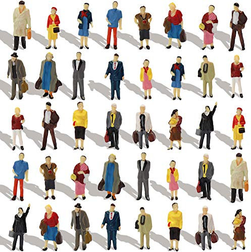 Evemodel P8712 Lot de 40 figurines miniatures model trains échelle HO 1: 87 personnes debout 20 poses différentes