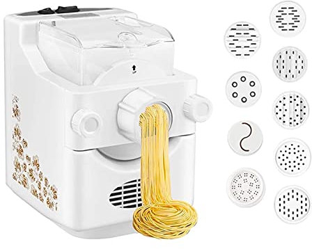 Máquina de pasta eléctrica totalmente automática, máquina de espagueti con 9 rejillas de pasta y 1 juego para hacer albóndigas, color blanco