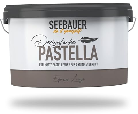 SEEBAUER diy Pastellfarbe PASTELLA Braun 2,5L (Espresso Lungo) Edelmatte Wandfarbe Braun - Innenfarbe sehr hohe Deckkraft - Matt, Abwaschbar und Tropffrei
