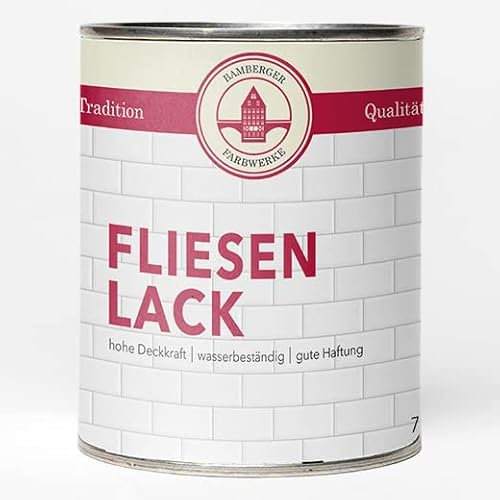 Bamberger Farbwerke Fliesenlack Fliesenfarbe glänzend (Wand- & Bodenfliesen) (Weiss, 750ml)