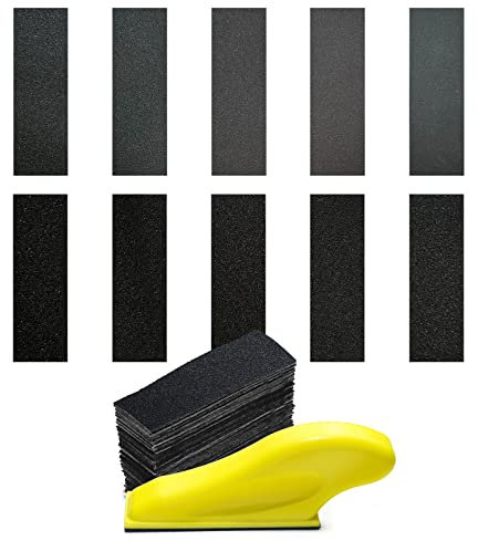 Micro Sander Tool Kit with 100 Piece Detail Finger Sander 90X 30mm Mini Sanding Block for Crafts, DIY, Woodworking, and Metal working in Narrow Spaces, Wet and Dry Sandpaper of 60-600 Grits