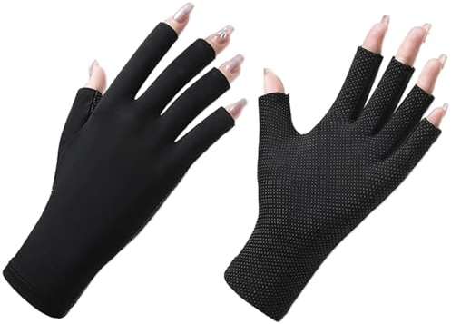 CutitiUU UV-handskar för gelnaglar, anti-UV-handskar, sommar is siden UV-skyddande nagelhandskar, sommar is siden solskyddshandskar, kvinnor sol UV-skydd handskar is siden solskydd fingerlösa handskar