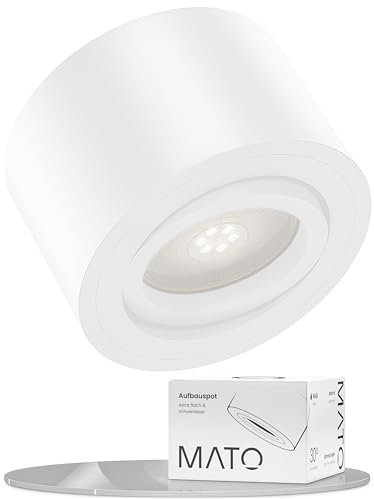 MATO Aufbaustrahler weiß - extra flach & schwenkbar - Ø80x50mm - Aufbauspots Decke inkl. 5W LED Modul 230V 3000K/4000K/6500K - Deckenspots, Aufbaustrahler, Aufputz Deckenstrahler