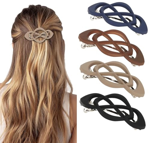 Vintage French Barrette Clips - 4 Pack Hair Accessories for Women & Girls, Thick to Thin Hair