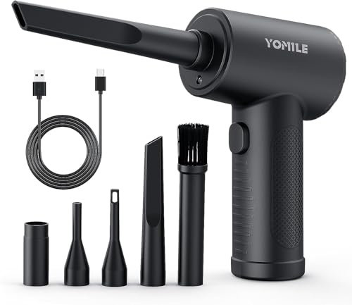 Compressed air Duster - 120000RPM 3 Speeds Electric Air Duster, 7600mAh Battery Cordless Dust Blower for Keyboard Cleaner,Rechargeable Air Blower AIC Can for Office Computers (Black, 120000RPM)