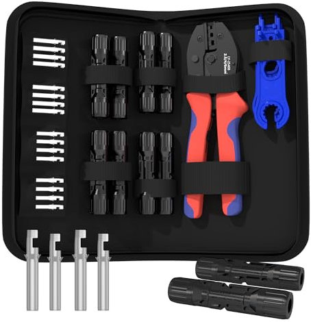 GOOPOOL Solar Panel Cable Conector 10 Pares, Kit de Crimpadora Solar Alicates AWG14-10 (2,5/4,0/6 mm²), PV Connector, Conector Solar Fotovoltaico, Conectores de Cable para Sistema Fotovoltaico