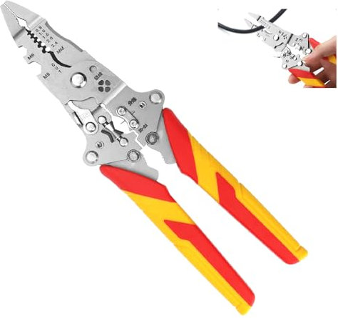 MDMAH Alicates pelacables, herramienta electricista, alicates de electricista, pelacables de cable, pelacables para pelar, enrollar y dividir los hilos