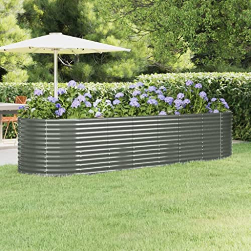 Jardinière surélevée en métal 322 x 100 x 68 cm - Gris - Bac de plantation durable pour légumes, jardinage en plein air - Parterre de fleurs surélevé