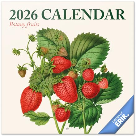 Grupo Erik Calendario 2026 pared Frutas - Almanaque pared 2026 : Planificador mensual Con espacio para Anotar, Ilustraciones y Fácil de colgar (30x30cm)