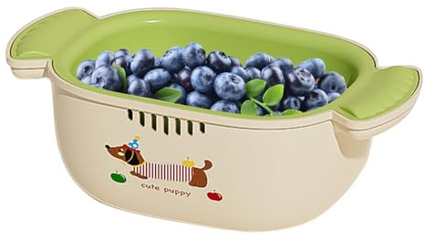 jamgeery Ciotola Per Lavaggio Frutta Con Colino, Set Scodella e Colino 2 in 1, Scodello Lavaggio con Scolatore per Cucina Pasta Frutta Verdura