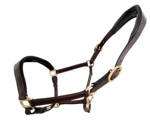Coco Equestrian Oak Brown Adjustable Leather Padded Comfort Headcollar Halter - Full