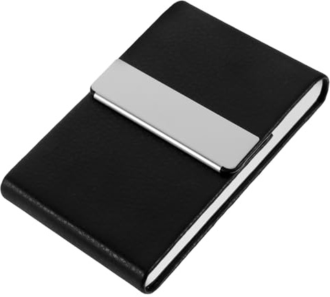 BESTYASH Tarjetero de Cuero y Metal para Tarjetas de Visita, Estuche Práctico y Resistente para Almacenamiento Seguro en Oficina y Hogar, Diseño Ligero y Portátil