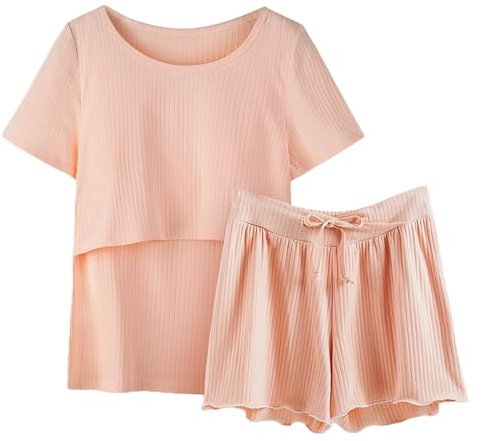 Donna Pigiama Premaman Allattamento Cotone E Camicia Da Notte Donna Estiva, Completo Due Pezzi Per Parto E Post Parto, Abbigliamento Maternità Con Manica Corta E Pantaloncini Abiti Premaman 2026