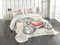 ABAKUHAUS Gekritzel Tagesdecke Set, Detaillierte Teddybär, Set mit Kissenbezug Moderne Designs, für Einzelbetten 170 x 220 cm, Holzkohle Orange Beige