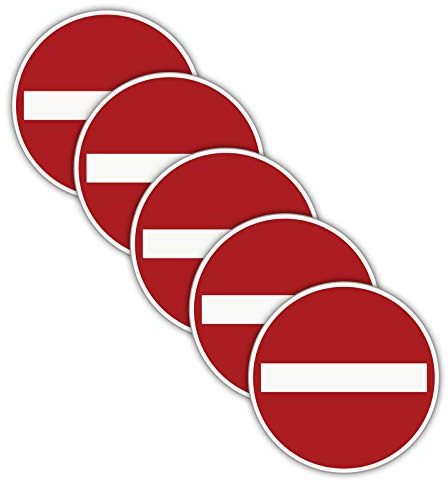 5 pièces Autocollant interdit de sens unique/passage interdit aucune entrée Ø 9,5 cm avec protection UV pour intérieur et extérieur de STROBO