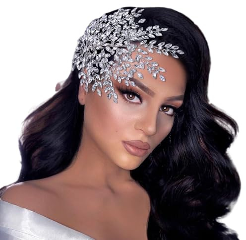 TRiXY Wedding Headband Bridal Hair Pieces Rhinestone Hair Accessories for Brides and Bridesmaids Party Headpieces for Women Silver HP438