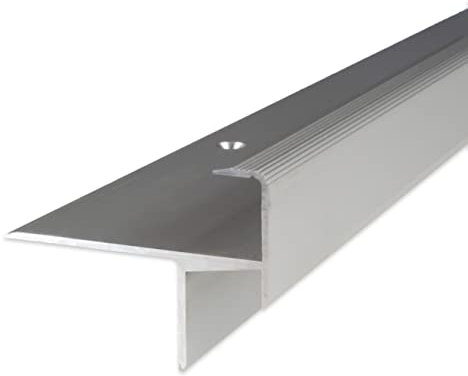 PROVISTON | Laminat-Parkett-Treppenkante | Aluminium eloxiert | Silber | Breite 33 mm | Höhe 13.3 mm | Länge 1000 mm | Gebohrt | Treppenkantenprofil | Treppenwinkel | Winkelprofil | 1 Stück