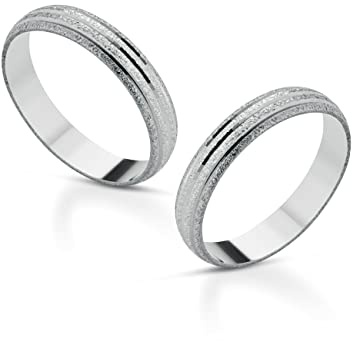 Donipreziosi Coppia Fedine Personalizzabili in Argento 925 con Incisione Nome e Data - 2 Anelli Fidanzamento Lui e Lei - Regalo San Valentino, Anniversario - Fedina Personalizzata Uomo Donna