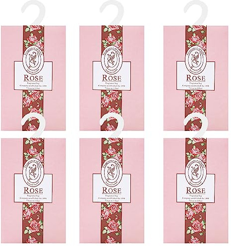 6PCS Sachet Parfumé Armoire - Sent Bon Maison, Parfum d'Ambiance et d'Intérieur, Désodorisant Vêtement, Sachets Lavande pour Placards et Voiture (6 Rose)