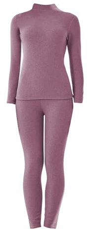 Juego de ropa interior térmica para mujer, extra cálido, ropa interior funcional con cuello redondo, forro de felpa, ropa interior de esquí, ropa interior de invierno de forro polar, conjunto de parte