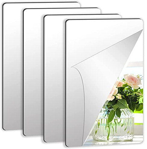 4pcs Acrylspiegelblätter Flexibler Nicht Glas Mit 16 Pcs Selbstklebenden Aufkleber