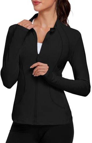 VUTRU Womens Workout Athletic Jackets Zip Up Sport Track Shirts Gym Yoga Sportswear with Pockets (Black,M)